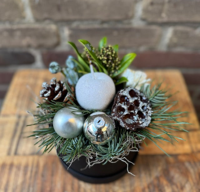 Kerstbloementaartje wit/zilver